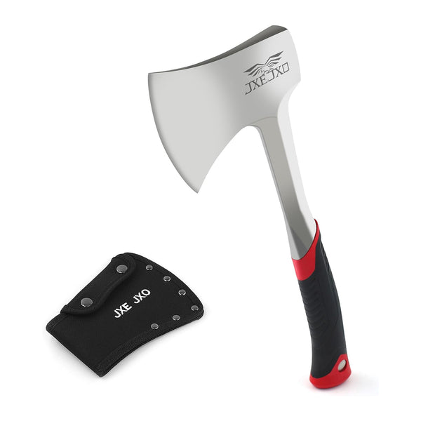 Camping Axe & Hatchets – 14.4″ Camping Hatchet with Forged Steel Construction & Ergonomic Shock-Absorbing Grip (Red）
