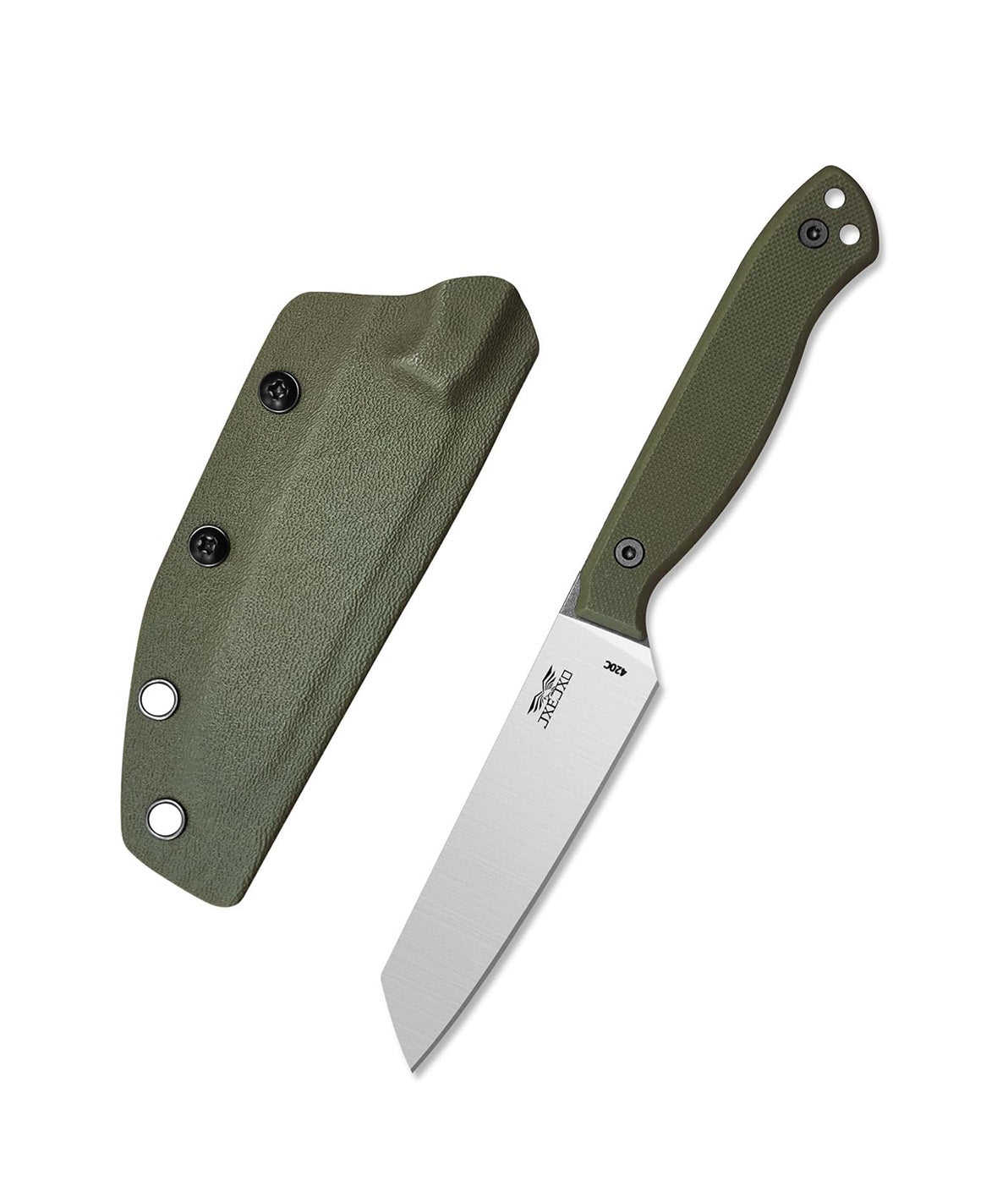 Fixed Blade Knife, 3.6" 420 Steel Blade Small Knife with G10 Handle Full Tang with Kydex Sheath for Outdoor Camping, Survival, Hiking,JXEJXO Main image