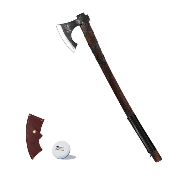 31.5 Inch Axe, Splitting Axe 1065 High Manganese Steel, Hickory Handle with Leather Sheath