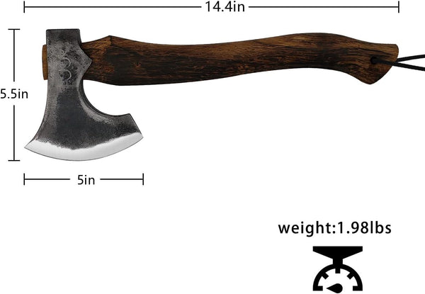 The Frostbreaker – Camping Hatchet – Forged Steel Axe with Leather Sheath – Survival Axe for Wood Splitting and Chopping – Bushcraft Hatchet – Perfect for Outdoor Adventures