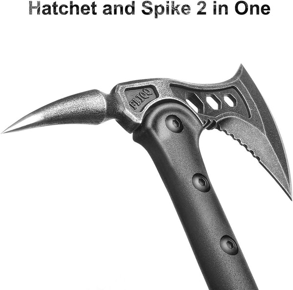 JXE JXO Camping Axe, Throwing Tactical Tomahawk with Spike, Survival Hatchet with Sheath, Nylon Fiber Handle for Outdoor Survival Hiking Camping （14.5 inch）