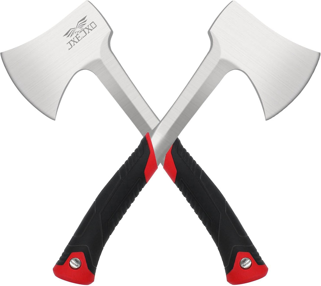 Camping Axe & Hatchets – 14.4″ Camping Hatchet with Forged Steel Construction & Ergonomic Shock-Absorbing Grip (Red）