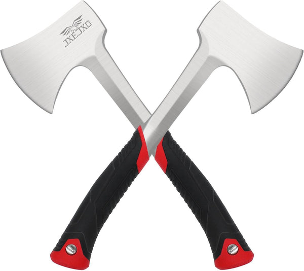 Camping Axe & Hatchets – 14.4″ Camping Hatchet with Forged Steel Construction & Ergonomic Shock-Absorbing Grip (Red）