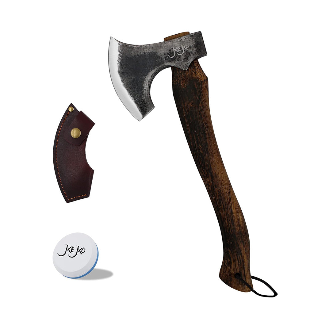 The Frostbreaker – Camping Hatchet – Forged Steel Axe with Leather Sheath – Survival Axe for Wood Splitting and Chopping – Bushcraft Hatchet – Perfect for Outdoor Adventures