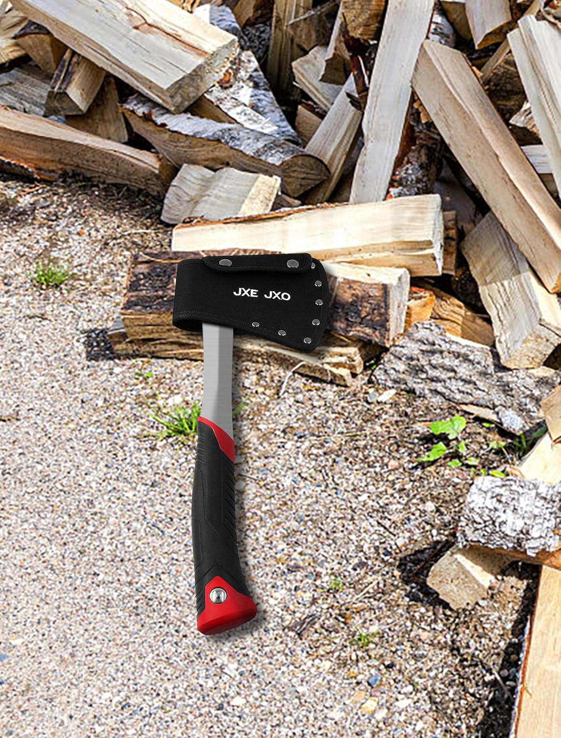 Camping Axe & Hatchets – 14.4″ Camping Hatchet with Forged Steel Construction & Ergonomic Shock-Absorbing Grip (Red）