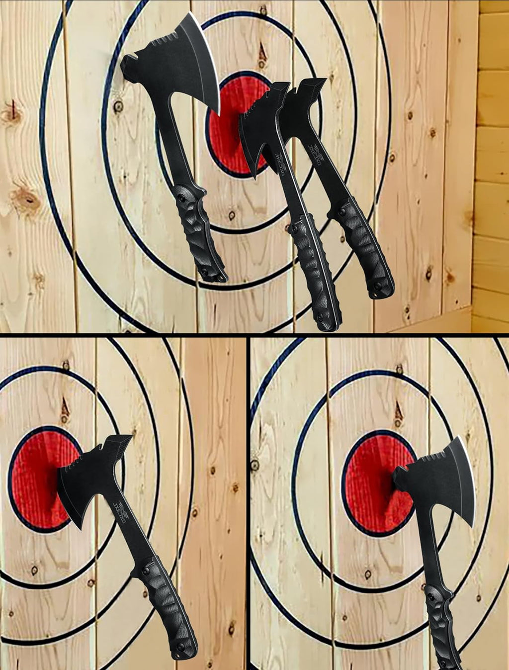 JXE JXO Throwing Axe Sets, Overall 10.2″ 3Pack Throwing Tomahawk, Full Tang 420HC Stainless Steel, Design for Hawks Throwing Recreation and Competition