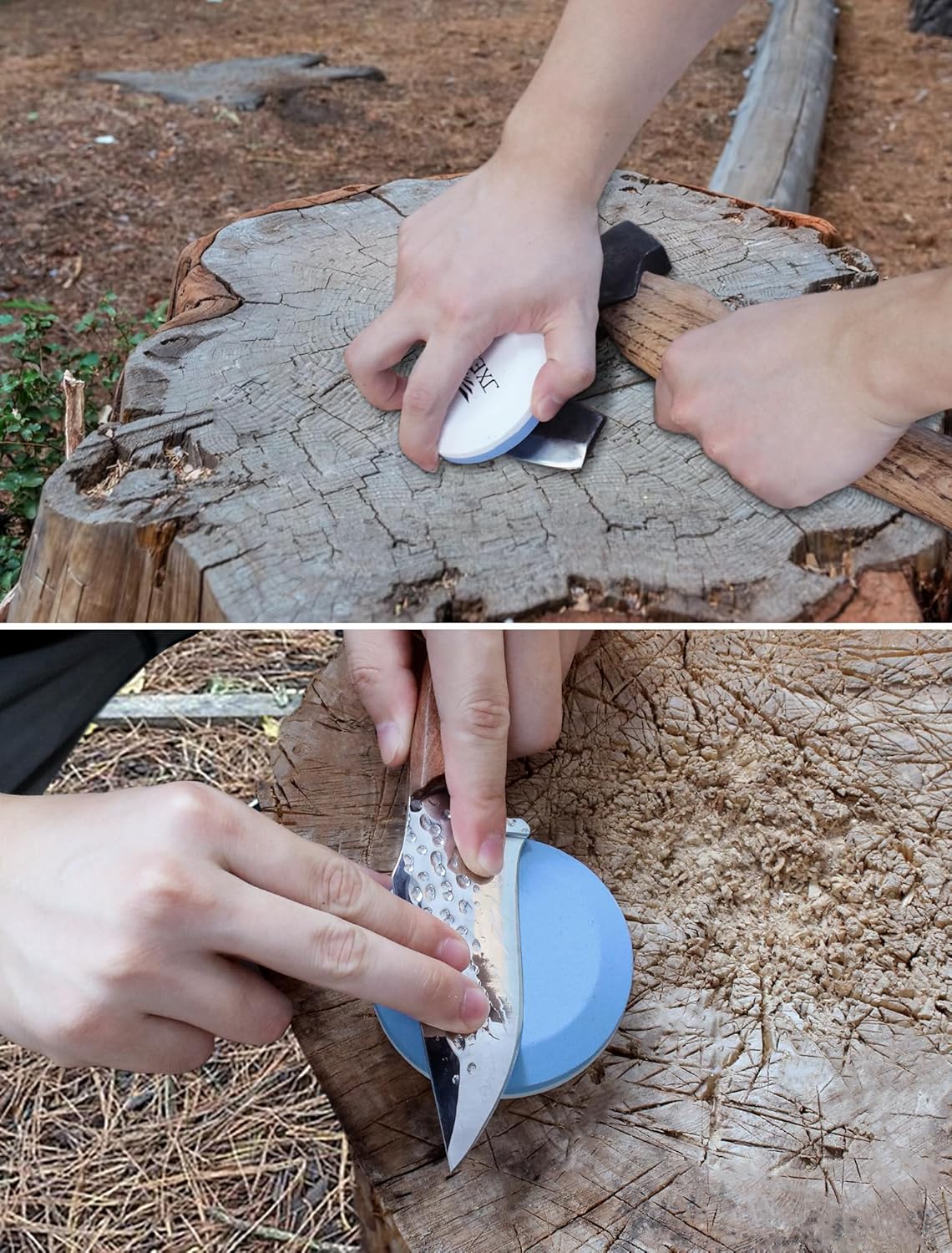 JXE JXO Knife/Hatchet Sharpening Stone – 400/1000 Grit Dual Grit Whetstone & Tool Sharpener with Leather Sheath