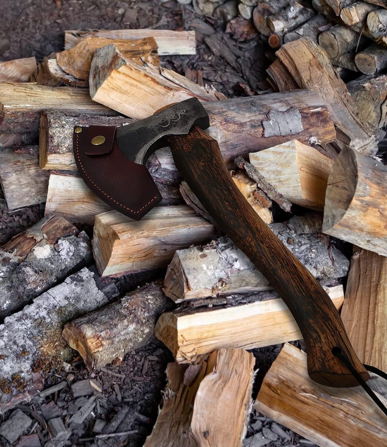 The Frostbreaker – Camping Hatchet – Forged Steel Axe with Leather Sheath – Survival Axe for Wood Splitting and Chopping – Bushcraft Hatchet – Perfect for Outdoor Adventures