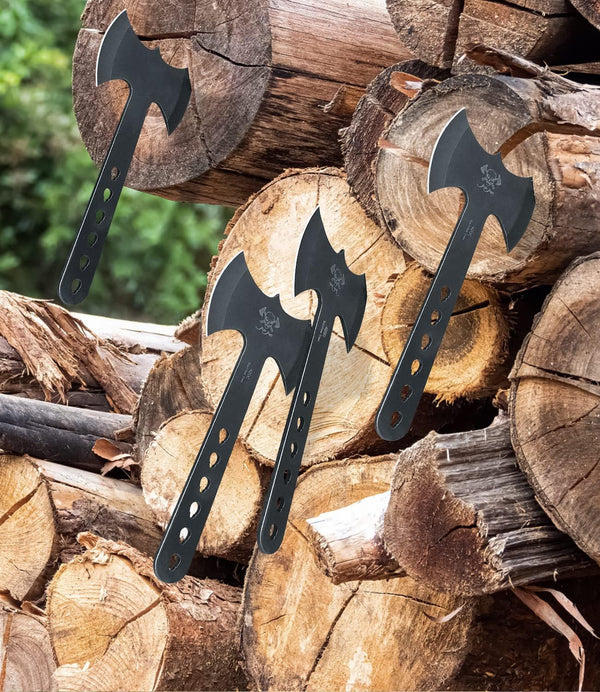 JXE JXO Throwing Axes and Tomahawks Set, Double Bite Hawks, Design for Throwing Recreation and Fun
