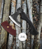 Laden Sie das Bild in den Galerie-Viewer, 13 Zoll Spaltaxt, Campingbeil aus 1065 Manganstahl, Tomahawk-Axt mit Hickory-Stiel und Lederscheide