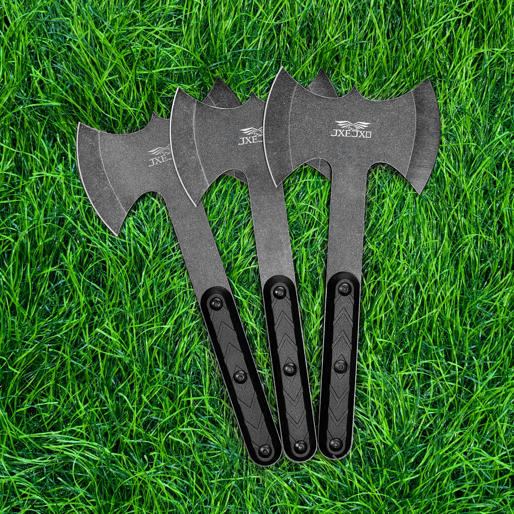 JXE JXO Throwing Axes and Tomahawks Set, Double Bite Hawks, Design for Throwing Recreation and Fun