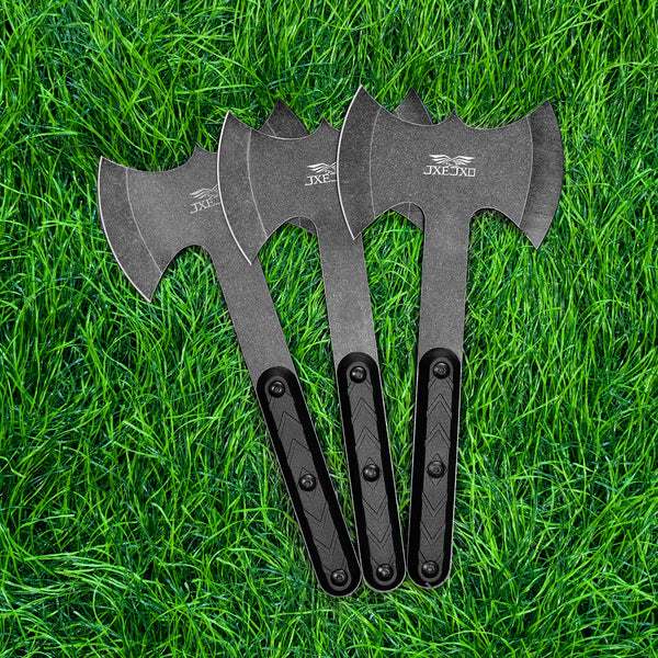 JXE JXO Throwing Axes and Tomahawks Set, Double Bite Hawks, Design for Throwing Recreation and Fun