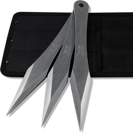 JXE JXO The Thunder: Throwing Spikes Thickness Up to 0.275", 10.2" Stainless Steel No Spin Throwing Set with Nylon Belt Sheath - Upgraded Version40