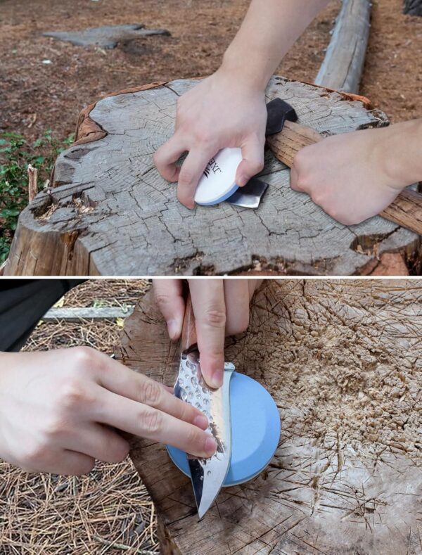 JXE JXO Knife/Hatchet Sharpening Stone - 400/1000 Grit Dual Grit Whetstone & Tool Sharpener with Leather Sheath - Image 5