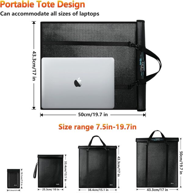 JXE JXO 5 Pack Faraday Bags Military Grade, Faraday Bag for Laptops & Tablets & Phones, Faraday Bags Emp Proof, Faraday Cages, EMP Protection, RFID Bag, Fireproof & Waterproof - Image 7