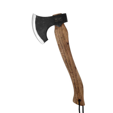 JXE JXO Hatchet, 14.5" Camping Axe 1065 High Manganese Steel and Hickory Handle with Leather Sheath - Bushcraft Hatchet for Wood Splitting and Chopping
